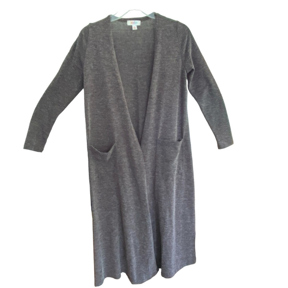 LulaRoe SARAH Heather Dark Gray Cardigan Pocket Sweater Size Extra Small